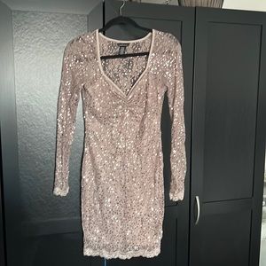 Nude lace dress with sequins